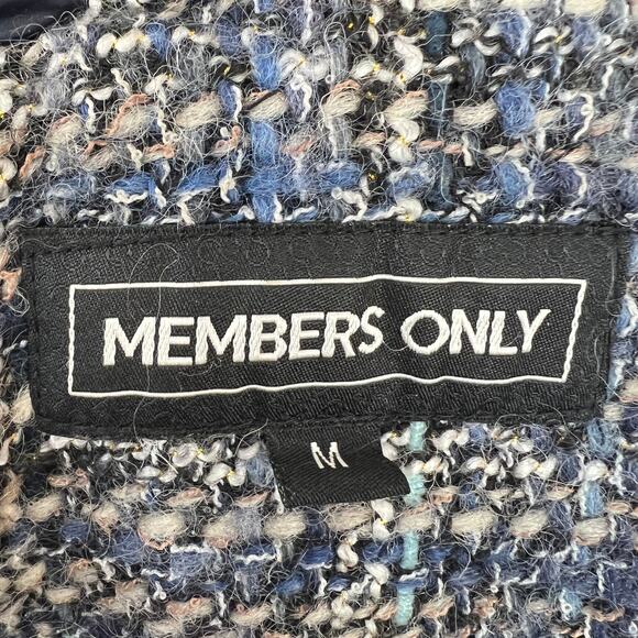 Members Only Women's Tweed Quilted Full Zip Bomber Jacket Navy Blue Sz M Medium - Picture 6 of 9